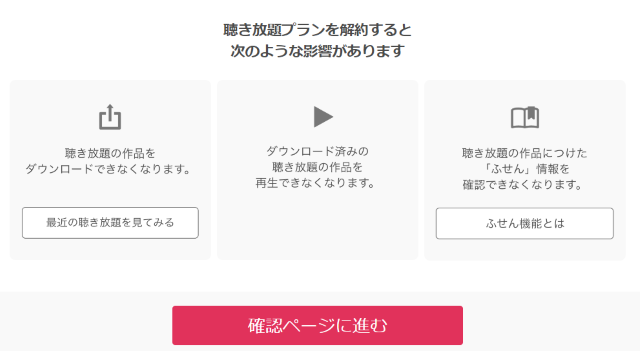 解約確認事項を確認のうえ［解約ページに進む］をクリックします