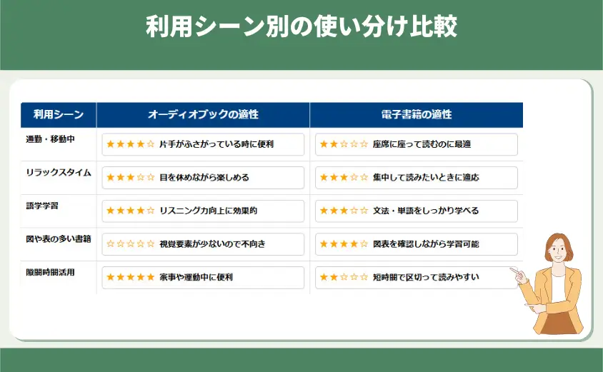 利用シーン別の使い分け比較