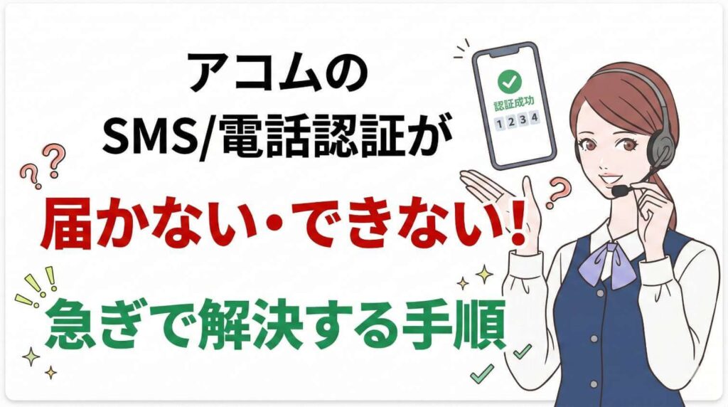 アコムのSMS/電話認証が届かない・できない！ 急ぎで解決する手順