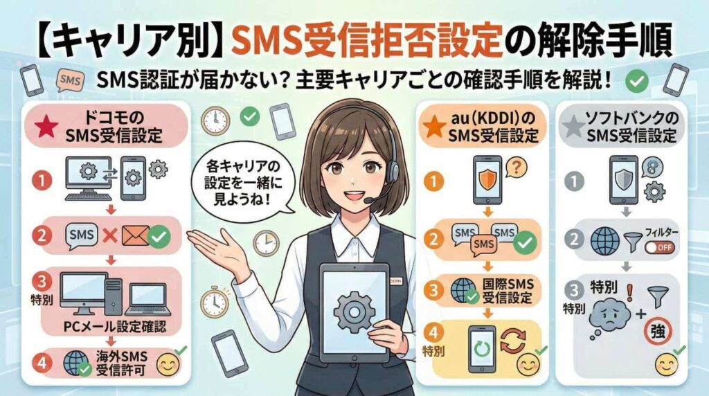 【キャリア別】SMS受信拒否設定の解除手順