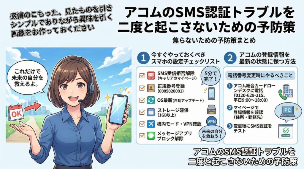 アコムのSMS認証トラブルを二度と起こさないための予防策