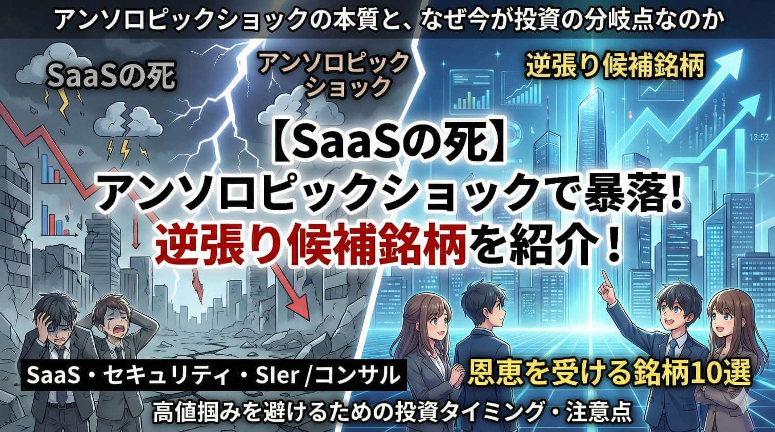 【SaaSの死】アンソロピックショックで暴落!逆張り候補銘柄を紹介!
