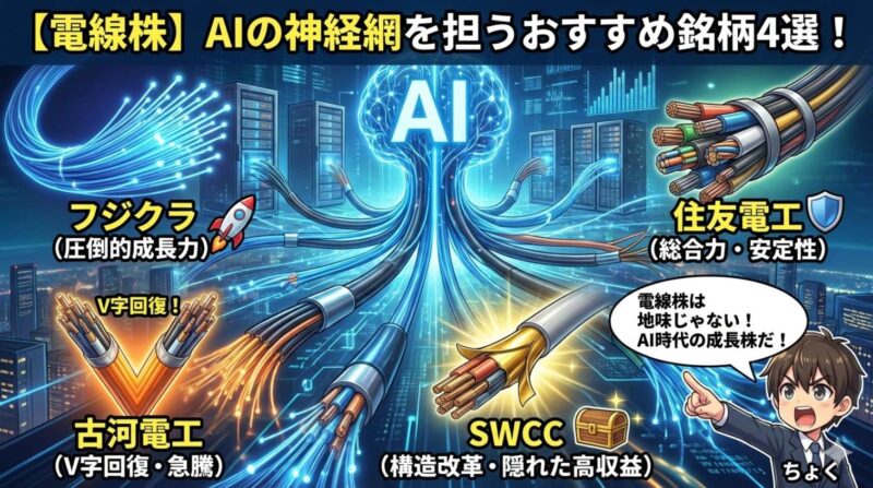 【電線株】AIの神経網を担うおすすめ銘柄4選