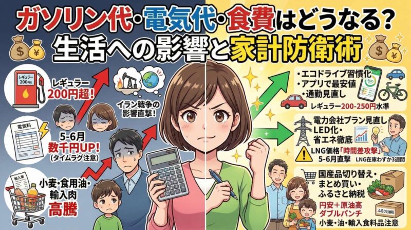 ガソリン代・電気代・食費はどうなる?生活への影響と家計防衛術