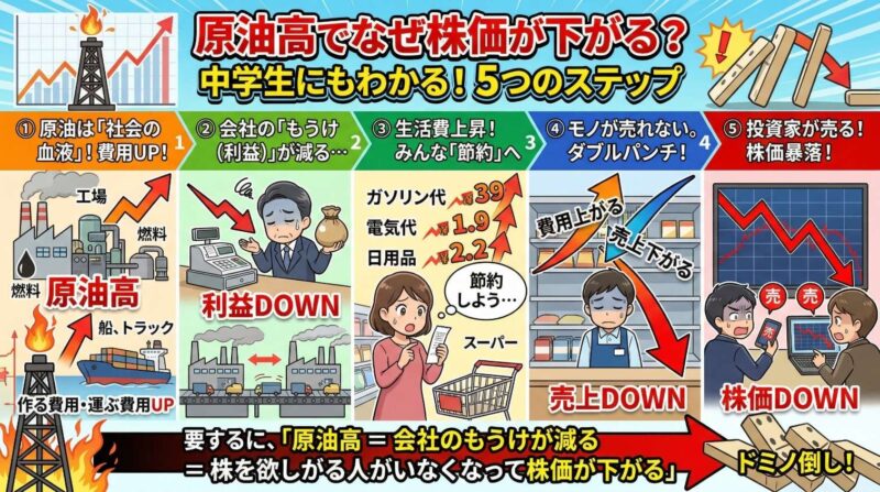 なぜ中東の戦争で日本の株価が動くのか?影響メカニズムを図解