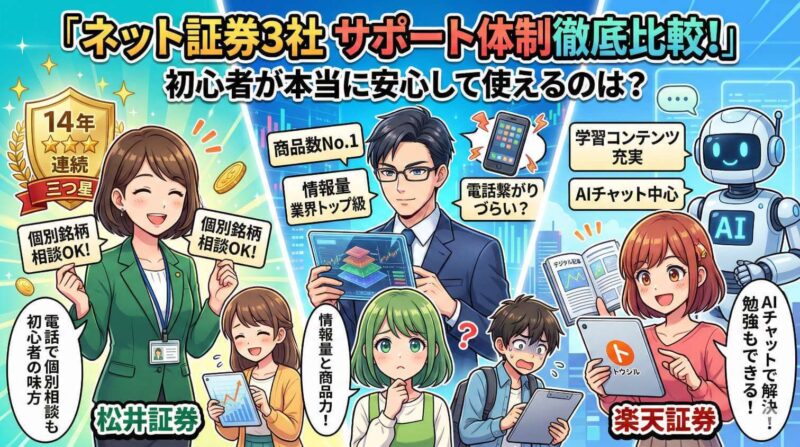 松井証券・SBI・楽天のサポート体制を徹底比較｜初心者が安心して使えるのはどこ？