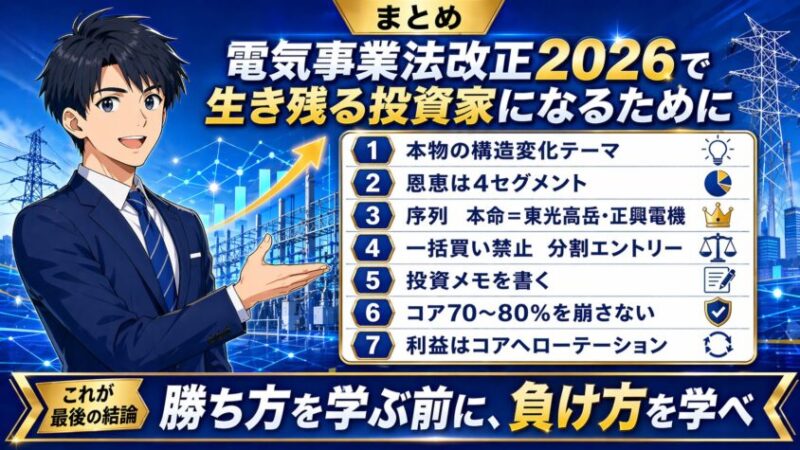 まとめ：電気事業法改正2026で生き残る投資家になるために