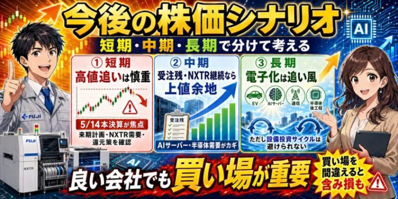 FUJI今後の株価シナリオ｜短期・中期・長期で分けて考える