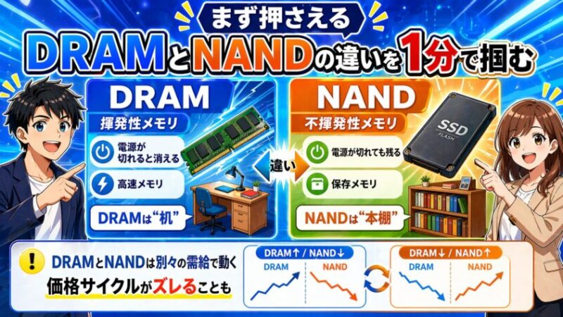 まず押さえる｜DRAMとNANDの違いを1分で掴む