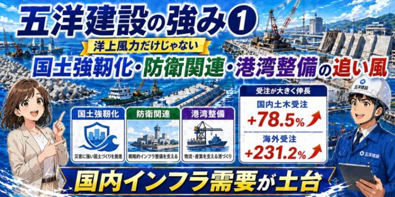 五洋建設の強み①｜国土強靭化・防衛関連・港湾整備の追い風