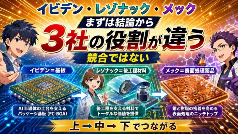 イビデン・レゾナック・メック──まずは結論から、3社の役割が違う