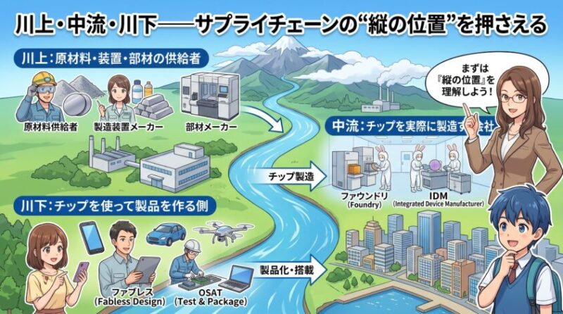 川上・中流・川下&mdash;&mdash;サプライチェーンの"縦の位置"を押さえる