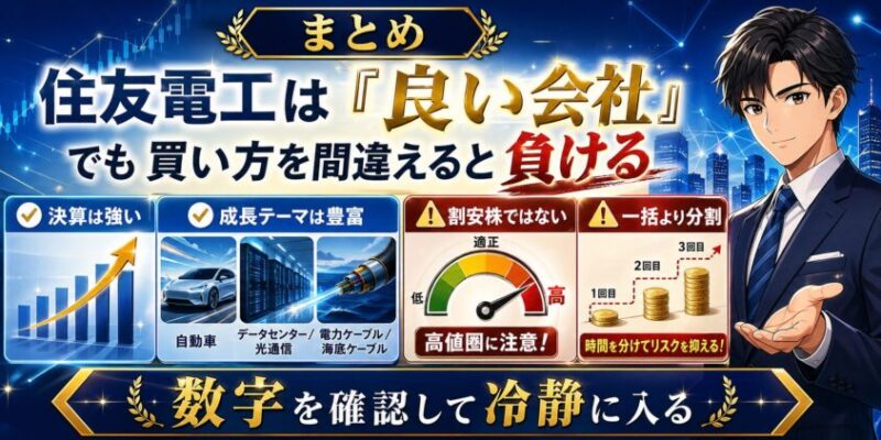 まとめ&mdash;&mdash;住友電工は「良い会社」だが、買い方を間違えると負ける