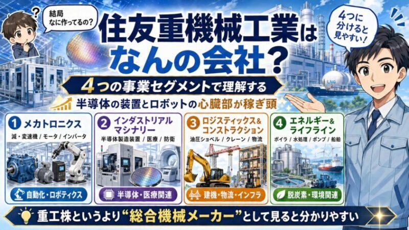 住友重機械工業はなんの会社？4つの事業セグメントで理解する