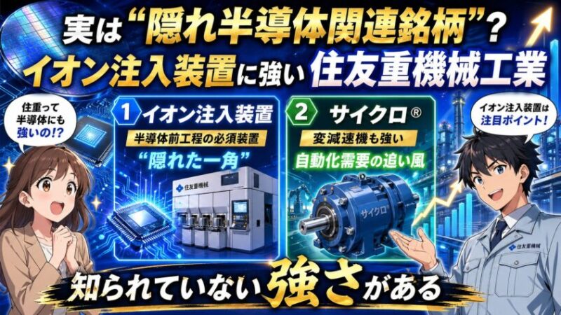 実は&ldquo;隠れ半導体関連銘柄&rdquo;？イオン注入装置に強みを持つ住友重機械工業
