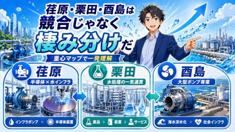 先に結論──荏原・栗田・酉島は"競合"じゃなく"棲み分け"だ