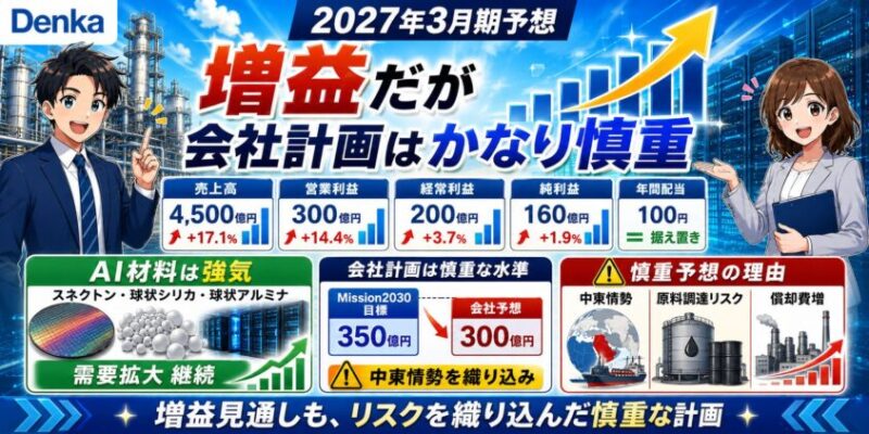 デンカ(4061)2027年3月期予想:増益だが、会社計画はかなり慎重