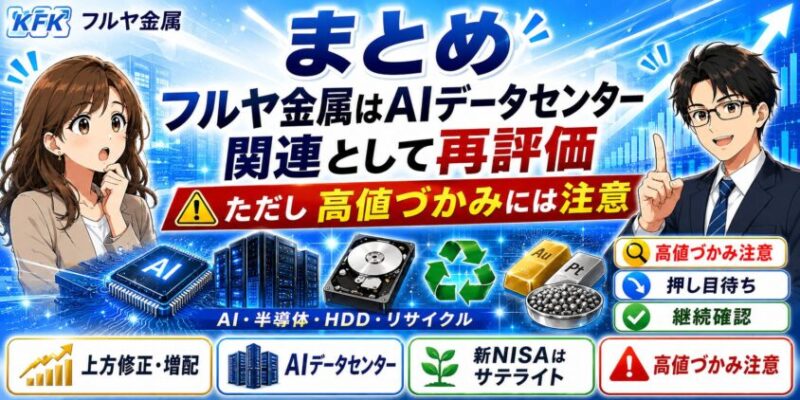 まとめ：フルヤ金属はAIデータセンター関連として再評価。ただし高値づかみには注意