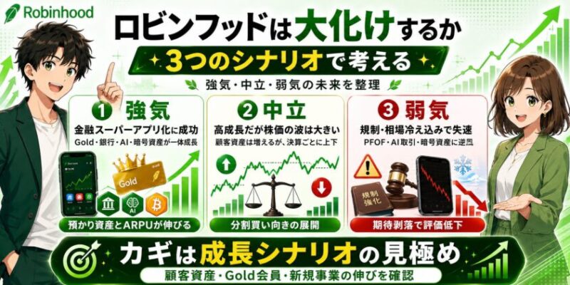 ロビンフッドは大化けするか:3つのシナリオで考える