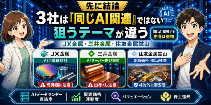 先に結論──JX金属･三井金属･住友金属は「同じAI関連」ではなく、狙うテーマが違う