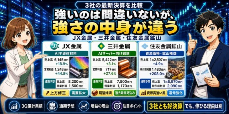 JX金属･三井金属･住友金属の最新決算を比較──強いのは間違いないが、強さの中身が違う