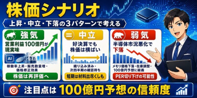 関東電化工業の株価シナリオ｜上昇・中立・下落の3パターンで考える