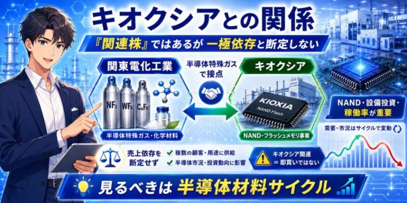 キオクシアと関東電化工業の関係｜「関連株」ではあるが、一極依存と断定しない