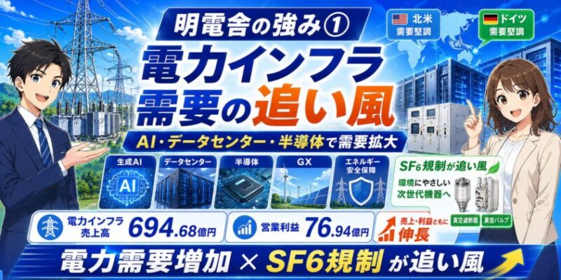 明電舎の強み① 電力インフラ需要の追い風