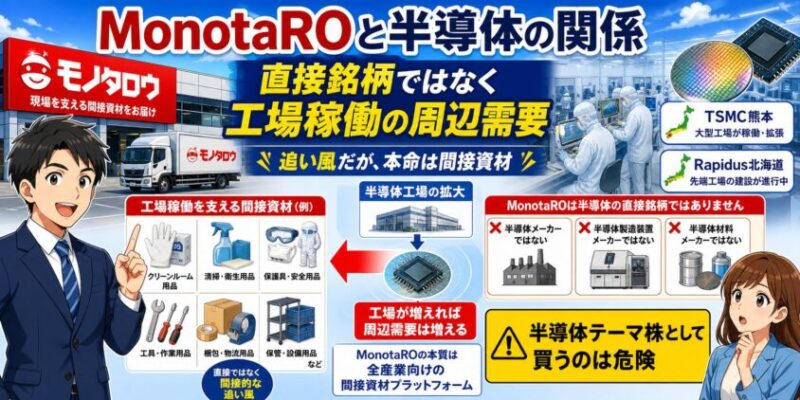 MonotaROと半導体の関係｜直接銘柄ではなく「工場稼働の周辺需要」