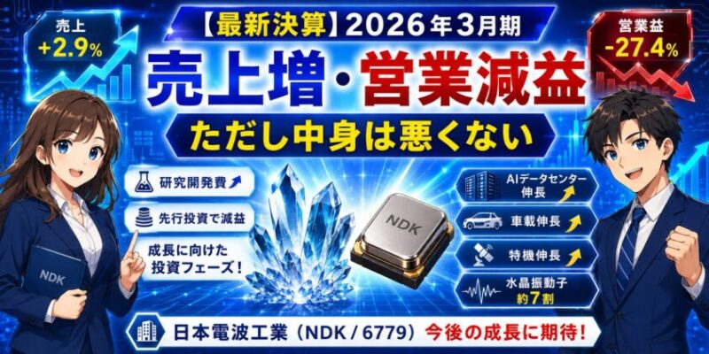【最新決算】日本電波工業2026年3月期は売上増・営業減益。ただし中身は悪くない