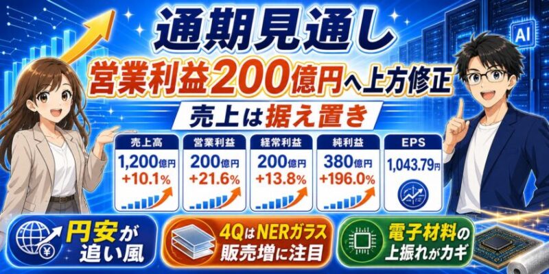日東紡績の通期見通し──営業利益200億円へ上方修正