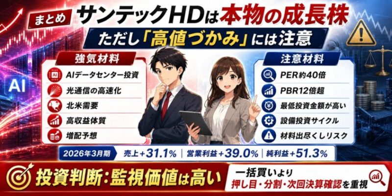 まとめ：サンテックHDは本物の成長株。ただし「高値づかみ」には注意