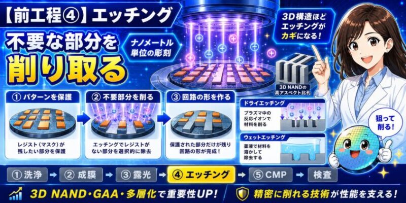 【前工程④】エッチング ― 不要な部分を削り取る