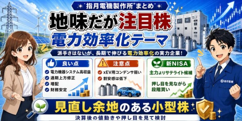 まとめ｜指月電機製作所は地味だが、電力効率化テーマの注目株