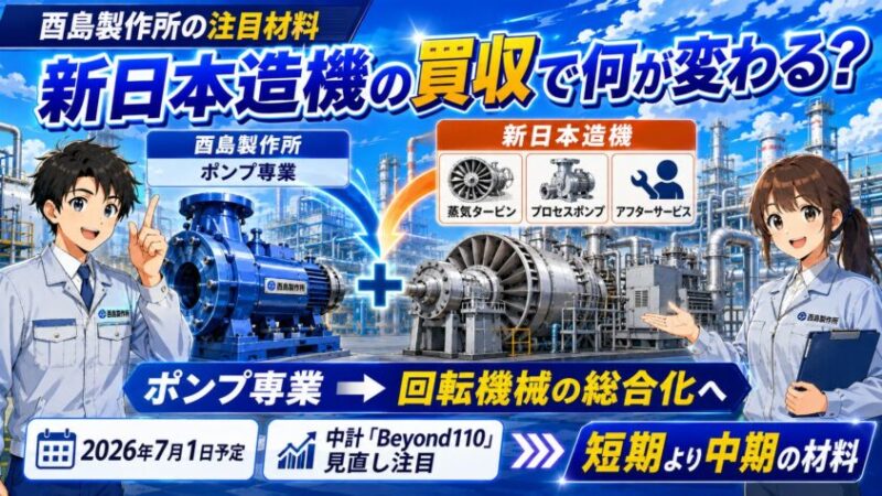 酉島製作所の注目材料｜新日本造機の買収で何が変わる？
