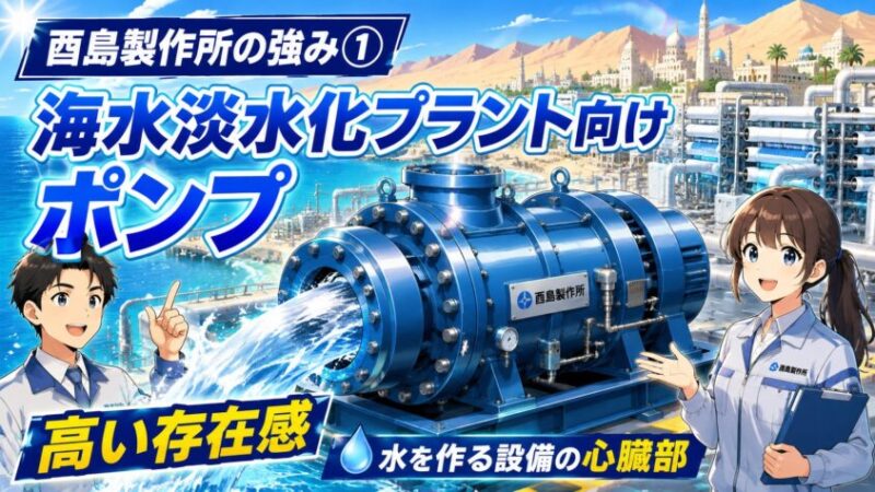 酉島製作所の強み① 海水淡水化プラント向けポンプで高い存在感