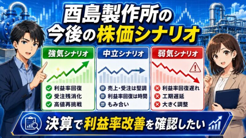 酉島製作所の今後の株価シナリオ