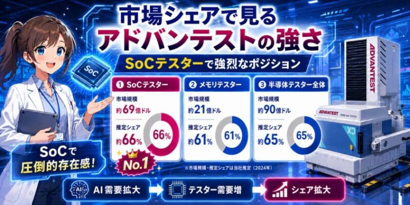 市場シェア：アドバンテストはSoCテスターで強烈なポジション