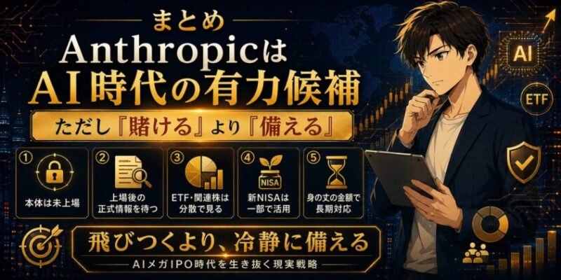 まとめ|AnthropicはAI時代の有力候補。ただし「賭ける」より「備える」