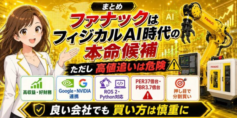 まとめ|ファナックはフィジカルAI時代の本命候補。ただし高値追いは危険