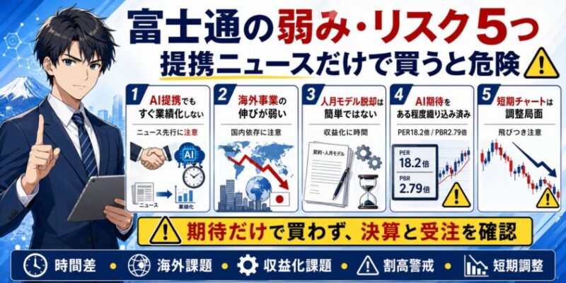 富士通の弱み・リスク5つ｜提携ニュースだけで買うと危険