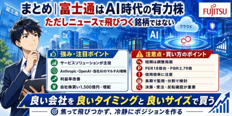 まとめ｜富士通はAI時代の有力株。ただしニュースで飛びつく銘柄ではない