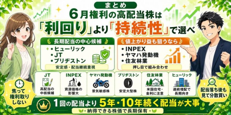 まとめ|6月権利の高配当株は「利回り」より「持続性」で選べ