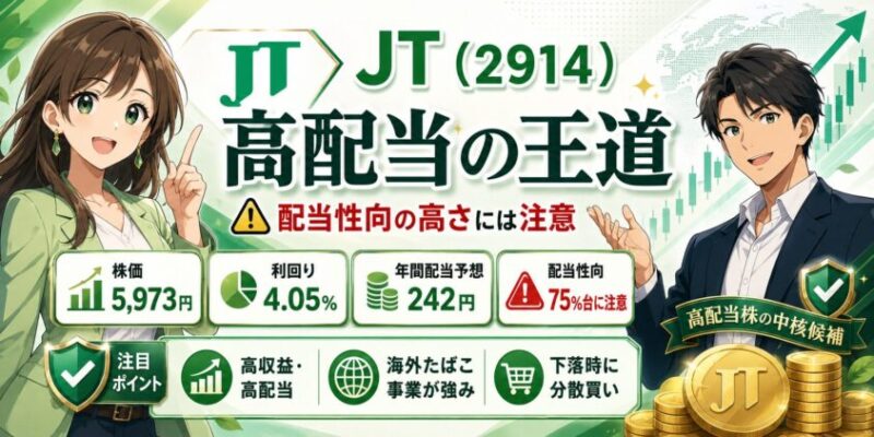 JT(2914)|高配当の王道だが、配当性向の高さには注意