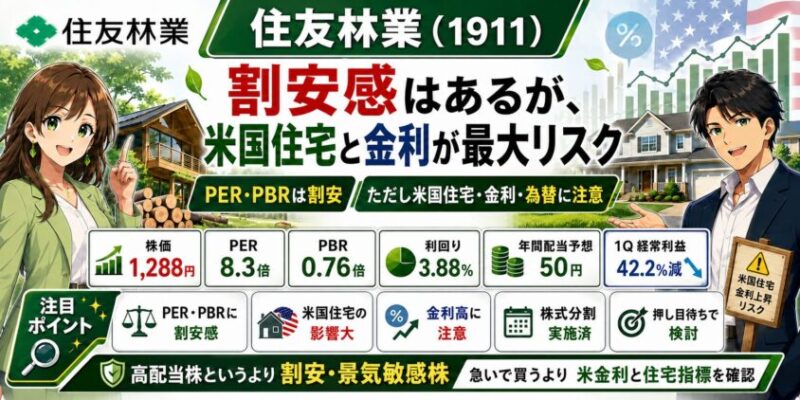 住友林業(1911)|割安感はあるが、米国住宅と金利が最大リスク