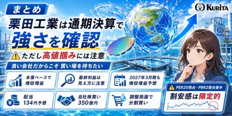 まとめ｜栗田工業は通期決算で強さを確認。ただし高値掴みには注意