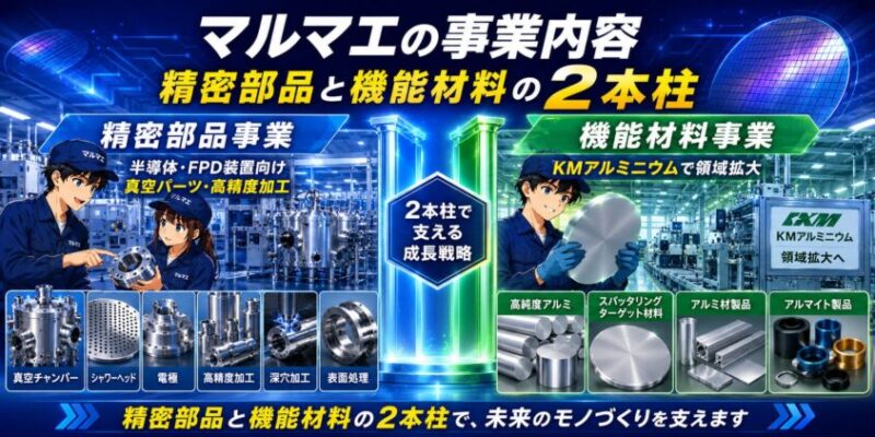 マルマエの事業内容:精密部品と機能材料の2本柱