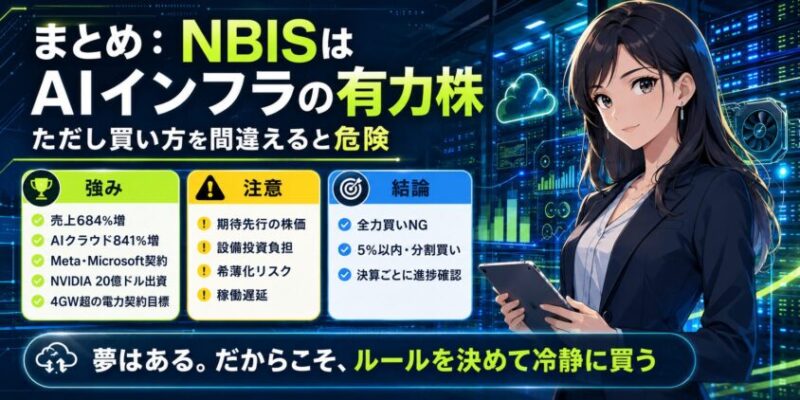まとめ:NBISはAIインフラの有力株。ただし買い方を間違えるな