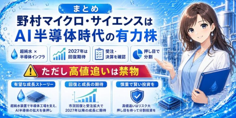 まとめ:野村マイクロ・サイエンスはAI半導体時代の有力株。ただし高値追いは禁物