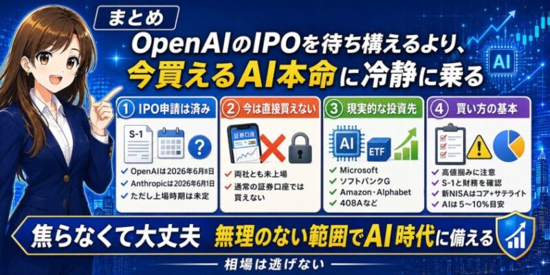 まとめ:OpenAIのIPOを待ち構えるより、今買えるAI本命に冷静に乗る